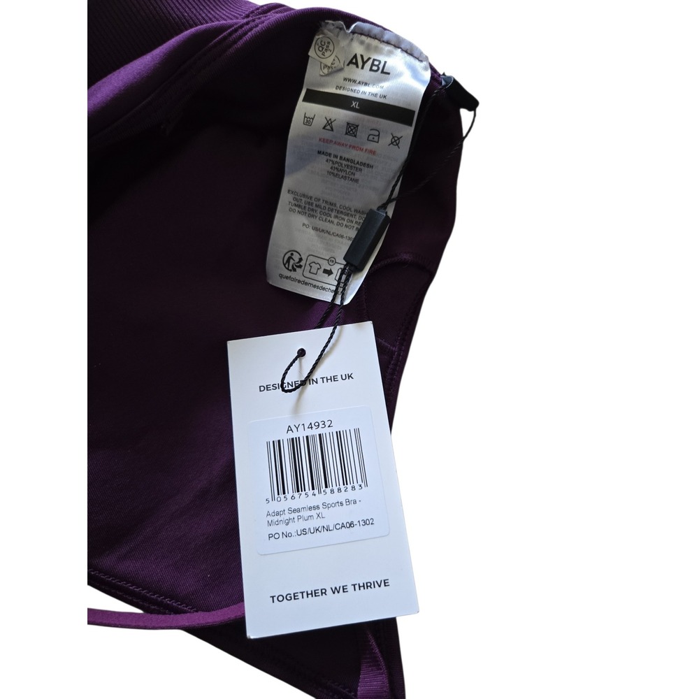 AYBL Adapt Seamless Sports Bra Midnight Plum Purple XL‎ AY14932 New With Tags - Picture 4 of 7